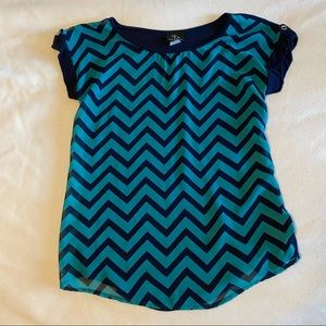 Chevron Aqua and Navy Top